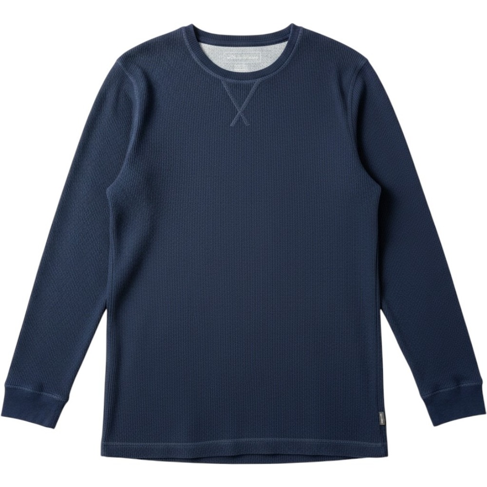 Eddie Bauer Mens Waffle Knit Thermal Long Sleeve Shirt Navy Blue Size M RN157622
